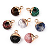 Natural & Synthetic Mixed Gemstones Flat Round/Donut Charms G-I347-M-2