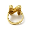 Letter Brass Micro Pave Clear Cubic Zirconia Open Cuff Ring for Women RJEW-N046-03N-G-3