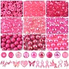 Breast Cancer Pink Awareness Ribbon Theme Alloy Enamel Pendants & Acrylic & Polymer Clay Beads Finding Kits DIY-YW0016-34-1