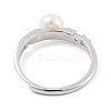 Round Natural Pearl & Cubic Zirconia Finger Rings STER-Z009-07P-3