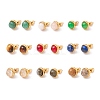 Ion Plating(IP) Natural Gemstone Half Round Stud Earrings EJEW-K092-01G-1
