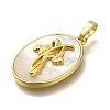 Brass Pave Shell Birth Flower Pendants FIND-I040-04F-2