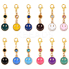48Pcs 12 Styles Birthstone & Smiling Face Alloy Enamel Pendant Decorations HJEW-YW00169-1