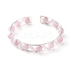 Natural Rose Quartz Beads Reiki Healing Cuff Bangle X1-BJEW-TA00023-01-1