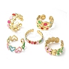 5Pcs Adjustable 304 Stainless Steel Enamel Cuff Rings for Women RJEW-V004-08G-2