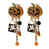 Alloy Rhinestone Dangle Stud Earrings EJEW-P319-03G-2