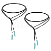 2Pcs Velvet Cord & Synthetic Turquoise Lariat Necklaces NJEW-LP0001-58-1