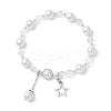 Shell Pearl & Glass Round Beaded Bracelets BJEW-JB11857-01-2