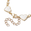 Brass Enamel Heart Link Chain Bracelet with Cubic Zirconia BJEW-JB10171-4