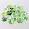 Half Round/Dome Four Leaf Clover Glass Cabochons GGLA-A002-25mm-CC-1