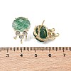 Brass Micro Pave Cubic Zirconia Stud Earring Findings with Natural Natural Green Strawberry Quartz KK-Z096-05G-02-3