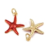 Brass Enamel Starfish Pendants KK-I377-03G-A08-2
