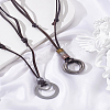 2Pcs 2 Styles Alloy Double Ring Pendant Necklaces NJEW-LP0001-63-3