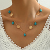 Natural Turquoise Teardrop Bib Necklaces VM8993-1