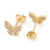 Clear Cubic Zirconia Butterfly Stud Earrings LS-EJEW-G351-01G-2