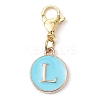 26Pcs Flat Round with Letter A~Z Alloy Enamel Pendant Decorations HJEW-JM02563-4