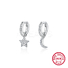 Anti-Tarnish Rhodium Plated 925 Sterling Silver Dangle Hoop Earring XF5476-1-1