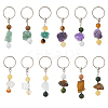 12Pcs Natural Gemstone Keychain KEYC-FH00022-1
