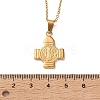304 Stainless Steel Saint Benedict Cross Pendant Necklaces for Women NJEW-G187-03G-7