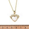 Brass Micro Pave Clear Cubic Zirconia & Natural White Shell Crown Heart Pendant Necklaces for Women NJEW-R027-02G-5