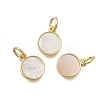 Brass & Natural Shell Flat Round Charms KK-D431-025A-01G-1
