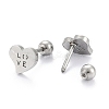 Tarnish Resistant 201 Stainless Steel Cartilage Earrings for Valentine's Day EJEW-R147-37-3