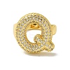 Letter Brass Micro Pave Clear Cubic Zirconia Open Cuff Ring for Women RJEW-N046-03Q-G-2