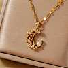 Shiny Brass Clear Cubic Zirconia Pendant Necklaces for Women YA7820-1-1