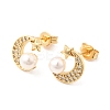 Moon Brass Micro Pave Clear Cubic Zirconia Stud Earrings EJEW-A135-31G-4
