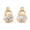 Brass Pave Cubic Zirconia Oval Bag with Heart Charms KK-A286-09G-1