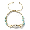 Natural Shell & Synthetic Turquoise Braided Bead Bracelet BJEW-TA00416-01-1