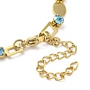 304 Stainless Steel Aquamarine Rhinestone Link Chain Bracelets for Women BJEW-G712-13C-03-3