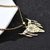 Punk Style 201 Stainless Steel Laser Cut Cattle Head Pendant Box Chain Necklaces for Women Men NJEW-E156-04G-3