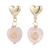 5 Pair 5 Style Natural Rose Quartz Heart Dangle Stud Earrings EJEW-JE05083-4