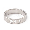 Non-Tarnish 201 Stainless Steel Moon and Star Finger Ring for Women RJEW-A006-02P-1