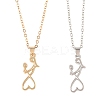 2Pcs 2 Colors Mom Daughter Hand in Hand Family Heart Alloy Pendant Necklaces NJEW-FS0001-10B-1