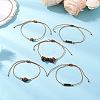5Pcs 5 Styles Natural Tiger Eye Braided Bead Bracelets BJEW-JB11681-02-3