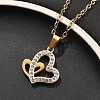 304 Stainless Steel Crystal Rhinestone Heart Pendant Cable Chain Necklaces for Women NJEW-Z056-01A-G-3