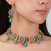Alloy Rhinestone Bib Necklaces & Dangle Earrings Sets FS-WG6751B-07-1