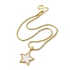 Brass Enamel Star Pendant Necklaces for Women NJEW-K381-09G-02-4