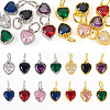 14Pcs 14 Colors Brass Pave Cubic Zirconia Pendants KK-TA0002-08-1