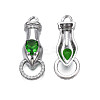 Brass Clear & Green Cubic Zirconia Connector Charms KK-N216-356P-2