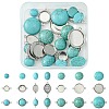 DIY Synthetic Turquoise Oval/Half Round Tibetan Style Alloy Connector Charms Making Kit DIY-FS0006-14-1