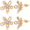 5 Pairs Brass Micro Pave Cubic Zirconia Stud Earring Findings KK-BBC0020-85-1