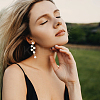 1 Pair ABS Plastic Imitation Pearl Beaded Leafy Branch Dangle Stud Earrings EJEW-AN0001-51-6