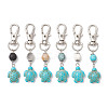 Tortoise Synthetic Turquoise and Natural Howlite & Lava Rock & Flower Amazonite Round Beaded Pendant Decoration HJEW-JM02295-1
