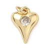 Brass Cubic Zirconia Heart Charms LS-KK-K368-47G-1