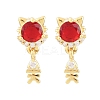 Brass Micro Pave Cubic Zirconia Dangle Stud Earrings EJEW-F405-24G-4