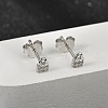 Lock 925 Sterling Silver Micro Pave Clear Cubic Zirconia Stud Earrings for Women EJEW-K307-03A-P-2