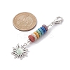 Sun Alloy & Cat Eye Pendant Decoration HJEW-JM01593-01-3